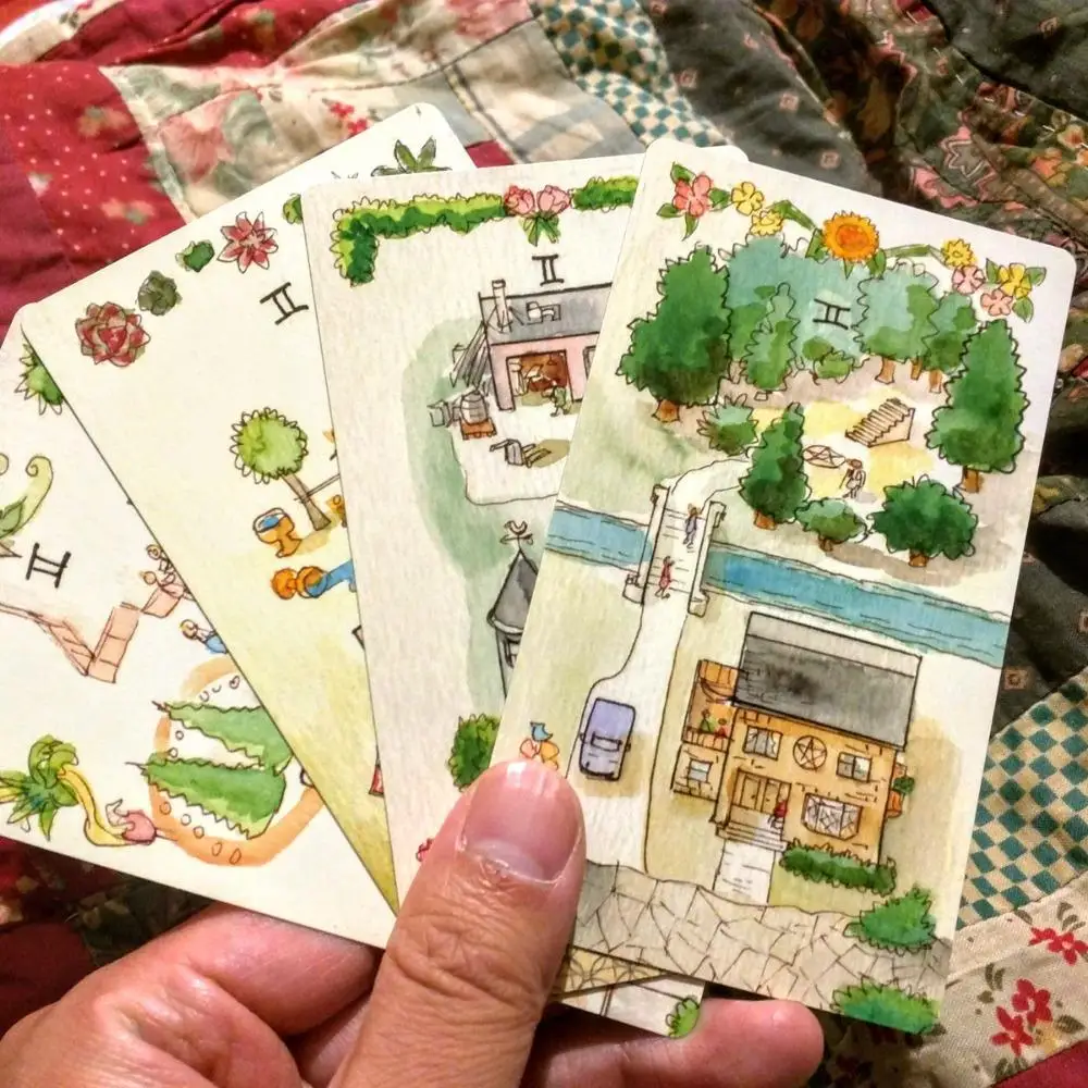 12*7cm The Housing Tarot Deck 78 Pcs Daily Tarot Cards Printed on 350GSM Cardstock Packed In Rigid Box with Green Gilded Edges