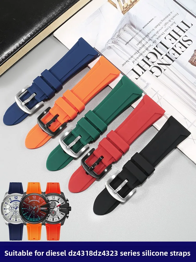 Silicone Watch Strap Is Suitable for Diesel Large Dial DZ4318/7395/4496/4323 Waterproof Soft Bracelet Men