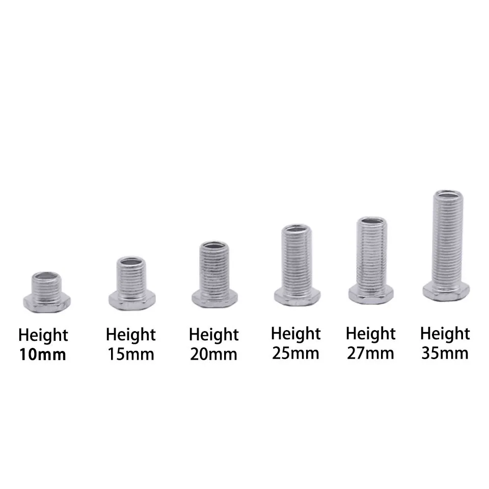 10Pcs M10*1.0mm Threaded Tube With Nut 10mm 15mm 20mm 25mm 30mm Screw Hollow Metal Pipe Teeth Lighting Accessories