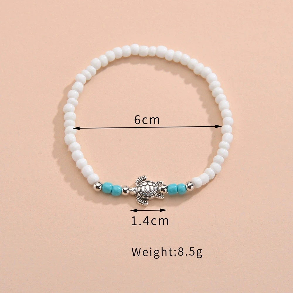 البوهيمي السلاحف البحرية خلخال للنساء الصيف شاطئ البذور الخرز سلسلة على الساق الكاحل سوار الإناث عطلة مجوهرات للقدم