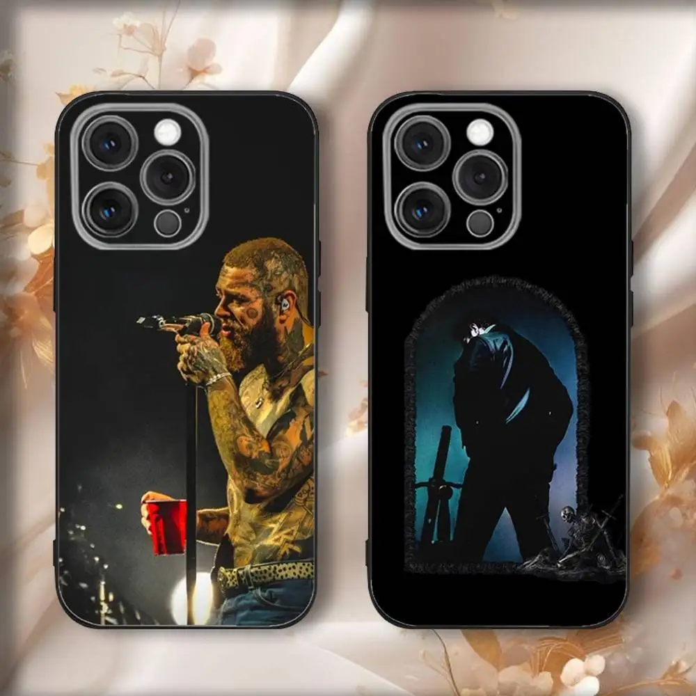 

P-Post Singer M-Malones Phone Case For iPhone16,15,14,13,12,11,Pro,Max,Plus,X,XS,SE4,E,Mini,Soft Black Case