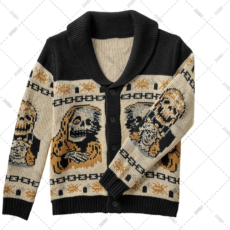 BIG PROMOTION Hip-hop Street Knitted Sweater Male Gothic y2k Portrait Printed Pullover Fall/Winter Harajuku Sweater