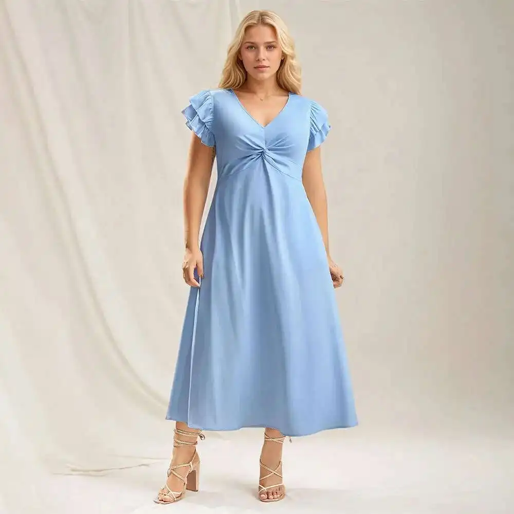 

Large Size Women's Sweet and Age-reducing Dress with Waist Cinching, Flesh Covering, Slimming and High-end Feel Long Skirt Y2k