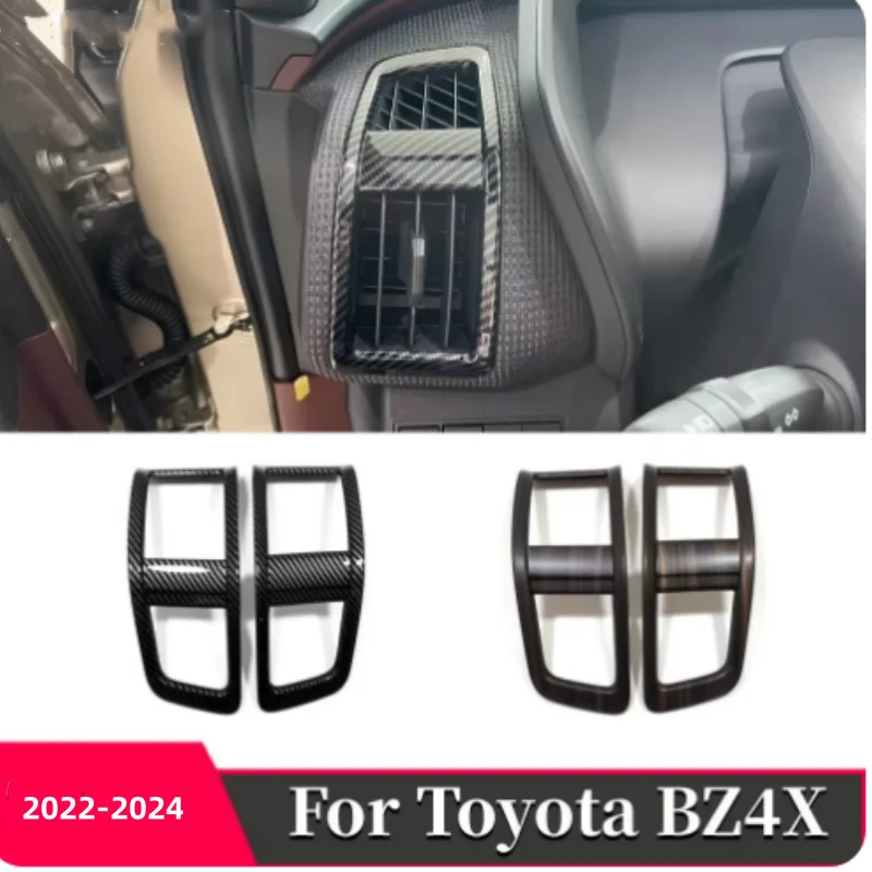 For Toyota BZ4X 2022 -2024Carbon fiber Front Air Conditon Outlet Vent Cover Trim AC Outlet Panel Frame Car Interior Accessories