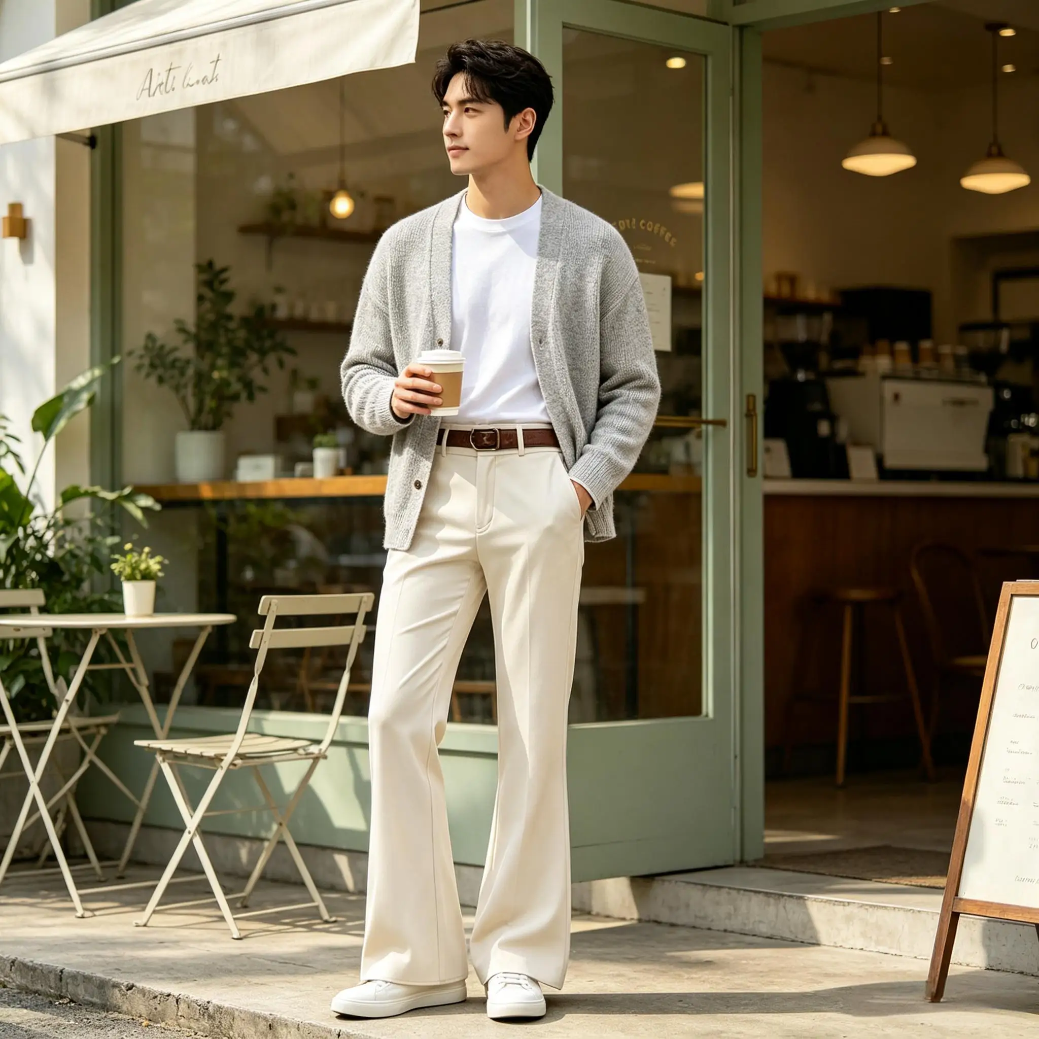 Men Cotton Flare Dress Pants High Waist Slim Fit Breathable Business Wedding Party Dating Travel Daily Street Suit Trousers