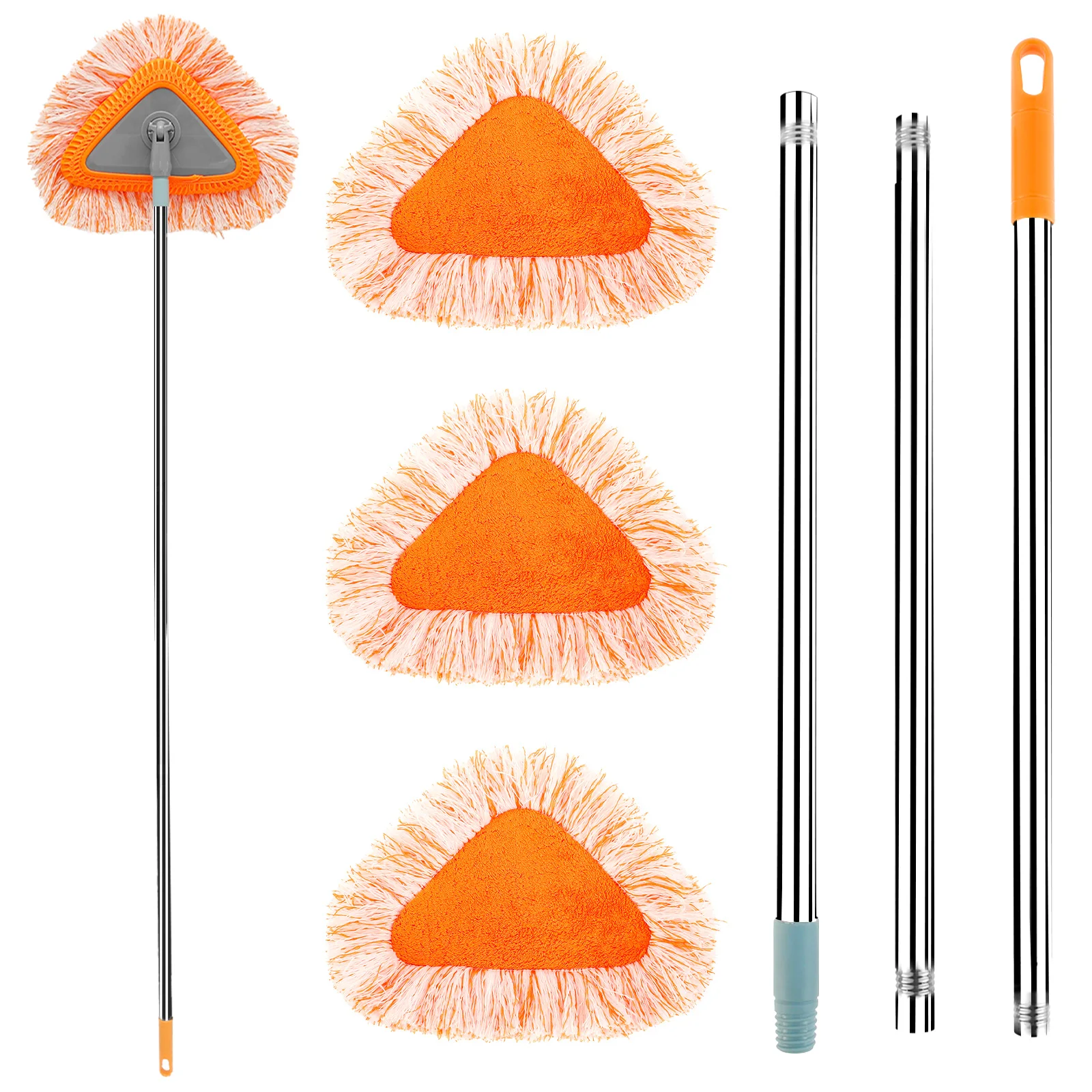 

Triangle Floor Mops Set 360° Rotatable Microfiber Wall Mops with 3 Replaceable Mop Pads Reusable Washable Cleaning Mops Set Wet