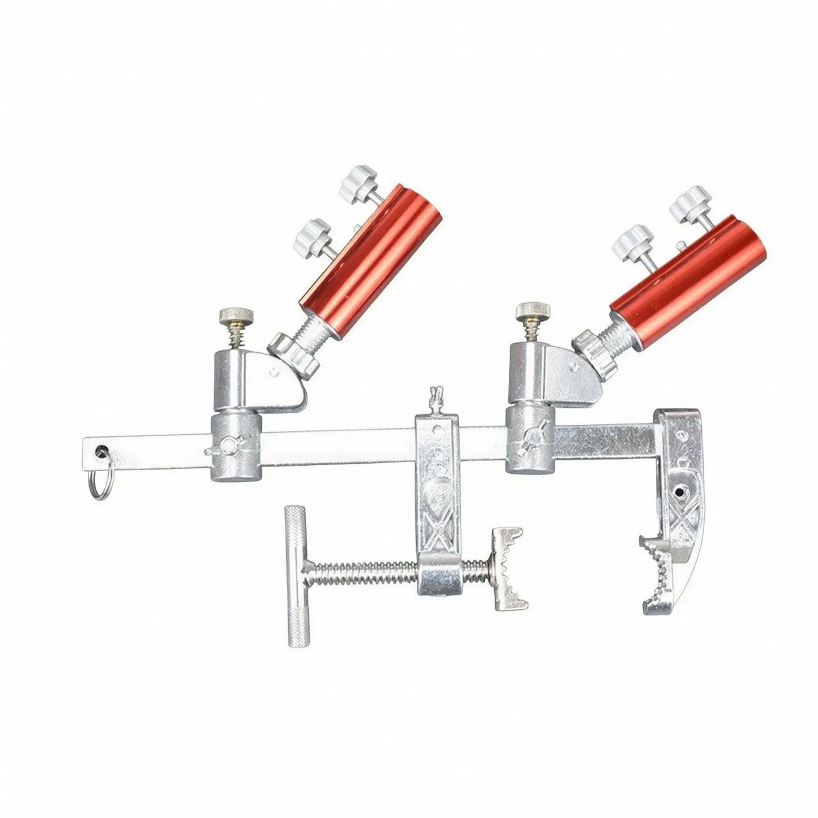 Aluminum Alloy Double Fishing Rod Holder Clamp on Railing Mount for Bridge Tube Up to 11cm Stable Support Gear