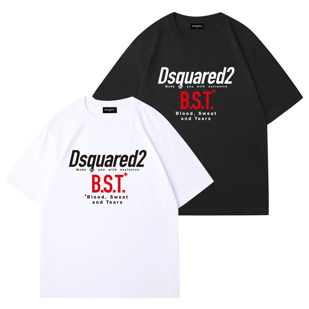 

New Faionable ex Cotton Casual Sport T-irt Letter Print Loose Fit round Ne ort Sve Urban Sle Summer Top