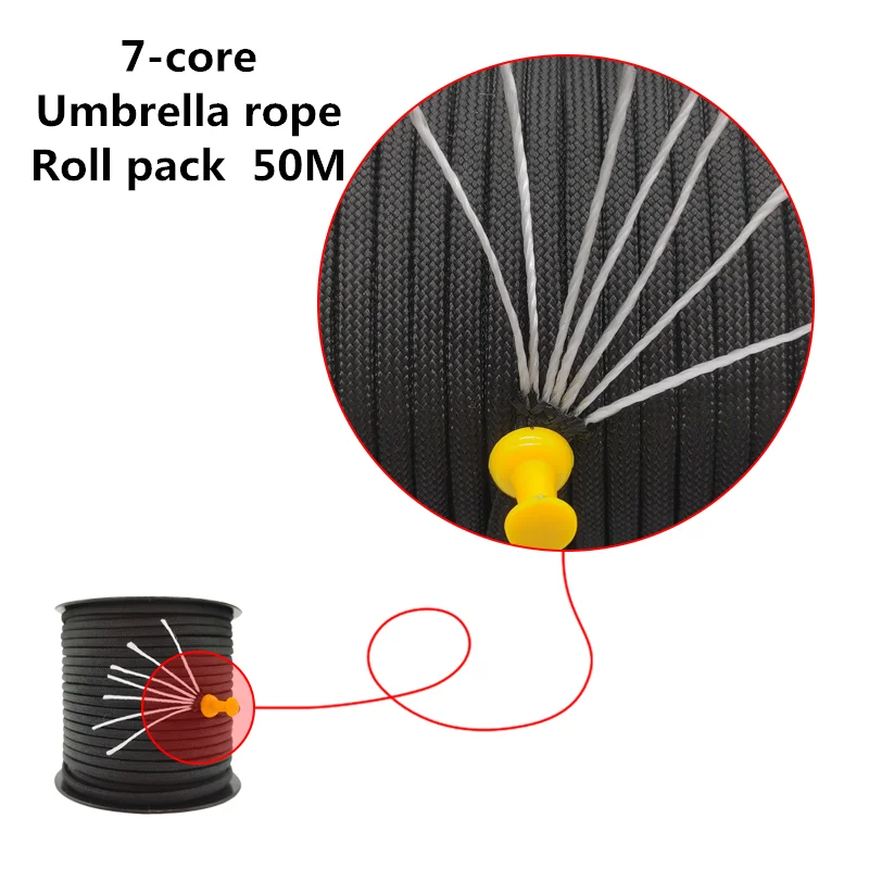 Веревка для кемпинга на открытом воздухе, парашютный шнур, многофункциональная палатка, новый 50 м Паракорд, 4 мм Паракорд, 7-жильный сердечник