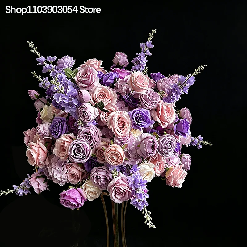 80-30cm Luxuriöser Künstlicher Blumenball aus Roten Rosen und Pfingstrosen für Hochzeitstischdekoration, Blumenhintergrund, Eventdekoration, Bühnendekoration – Detail 8