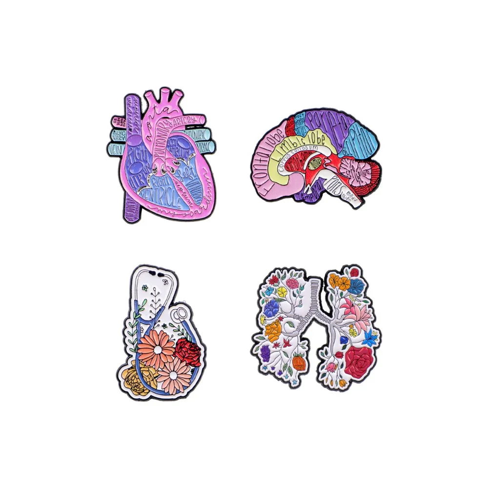Human Organ Anatomical Badges Enamel Pin Heart Brain Lung Brooch Lapel Pins DIY Backpack Jacket Hat Decor Medical Themed
