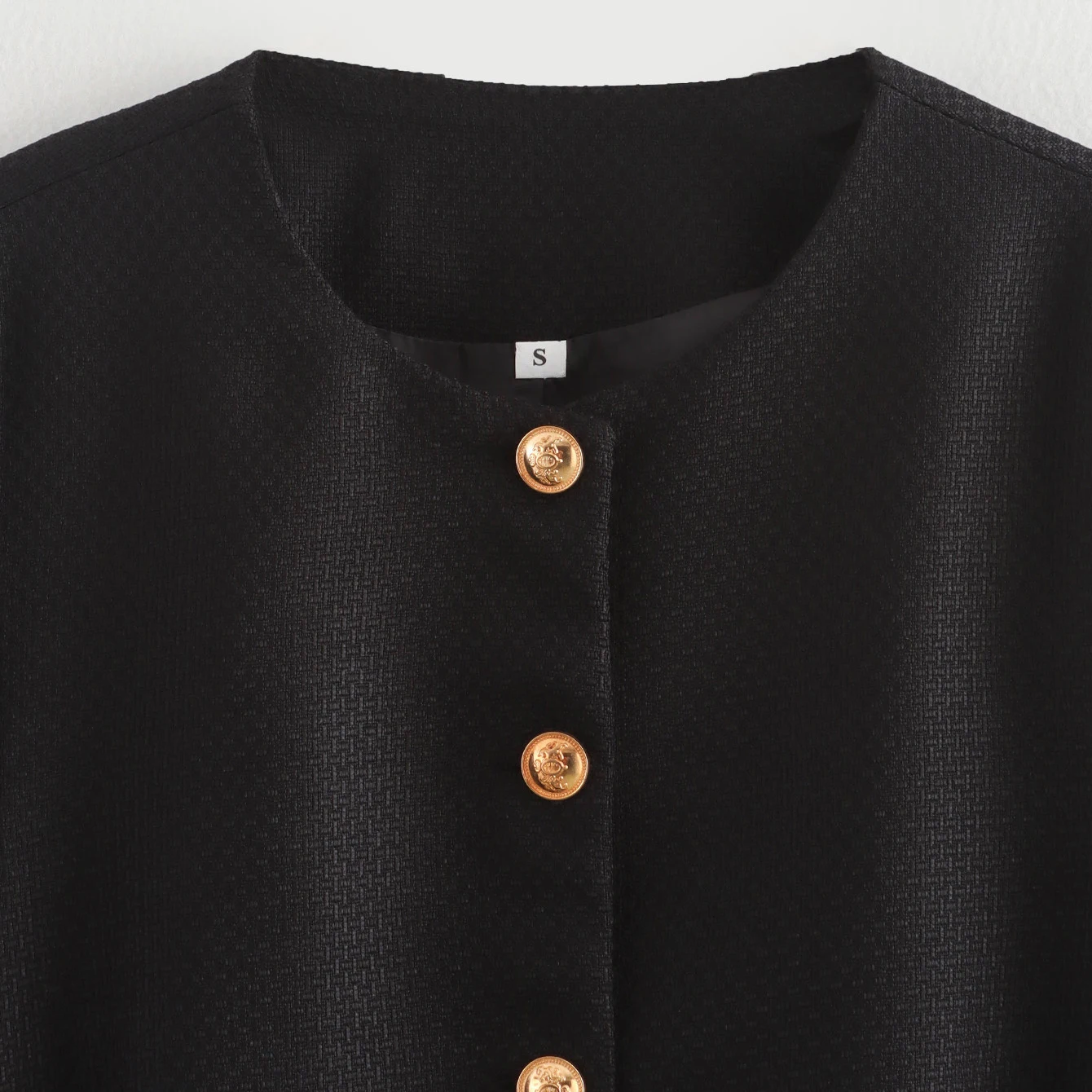 Ronde hals veterjas voor dames Amerikaanse lente herfst woon-werkverkeer blazer mode high street effen kleur textuur jas