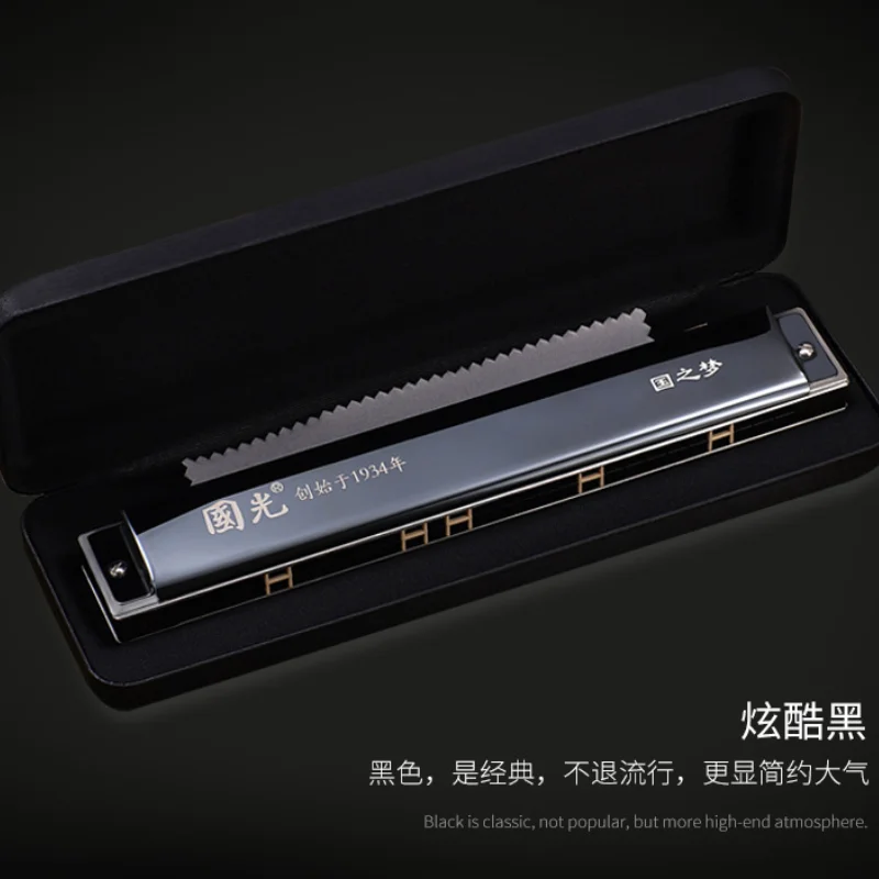 2023 28 Holes Chromatic Harmonica C Key Slive Professional Mouth Organ Portable Tremolo Mini Harps Woodwind Instruments