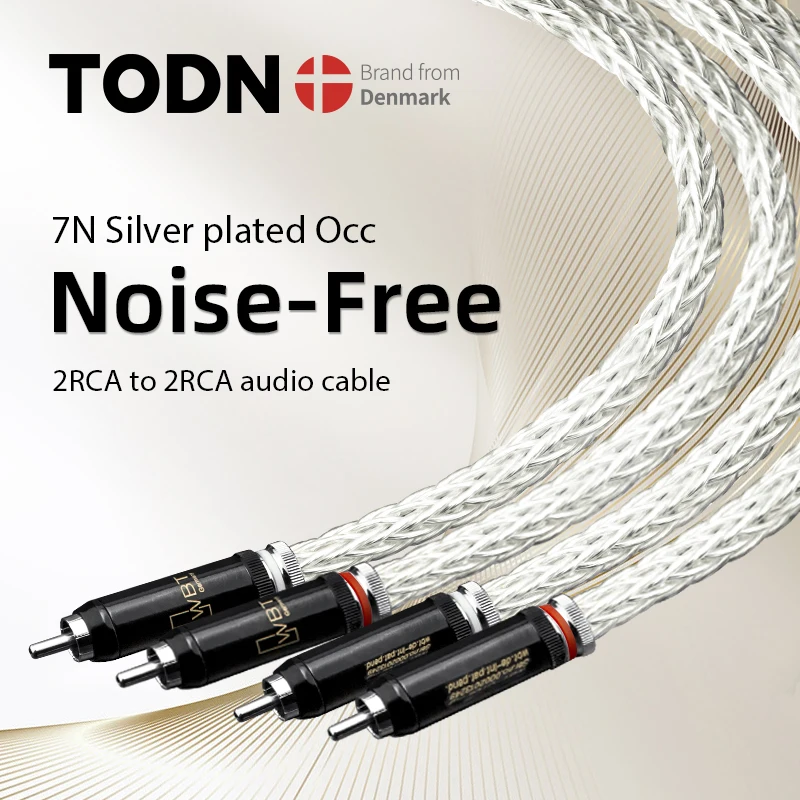 

TODN Hi-End 8AG Silver Plated OCC 16 Strands Audio Cable With WBT RCA Plug Cable HIFI 2RCA TO 2RCA Cable