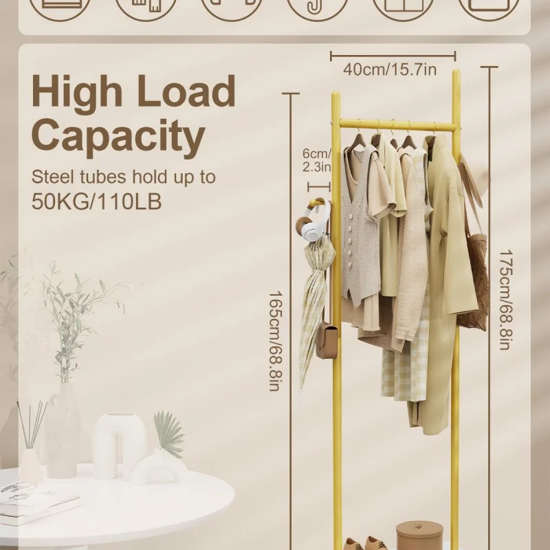 Custom.-Border Hanger Modern Hanger with 2 One Hooks and Stone Plate Base Industrial Tree Clothes Rack Bedroom