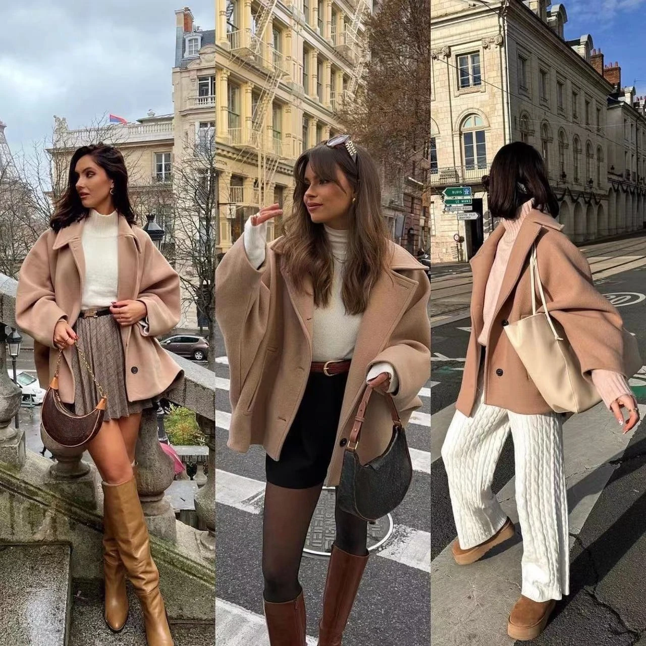 

Elegant Single Breasted Wool Jacket Women Burgundy Loose Lapel Long Sleeve Pocket Female Coat 2025 Autumn Solid Commute Outwear