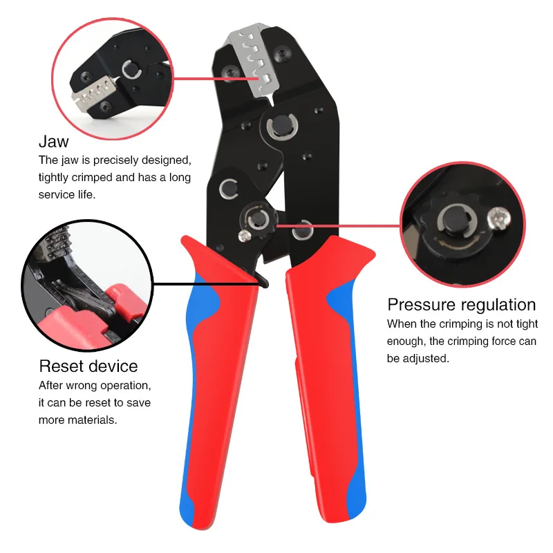 SN-58B Ratcheting Crimping Tool Set For Dupont JST MOLEX Open Barrel,Non-Insulated,Terminals Butt, Coax Connectors