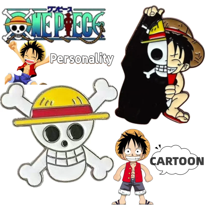

Значок с персонажами аниме One Piece: Луффи и Брук, стильный, модный, персонализированный, маленький, портативный, декоративный, в подарок.