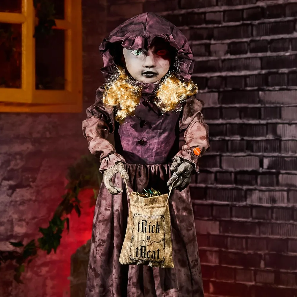 

Creepy 4 Ft Doll Halloween Animated 48 Inch Decorations - Haunted House Holiday Decor Horror Prop for Indoor/Outdoor