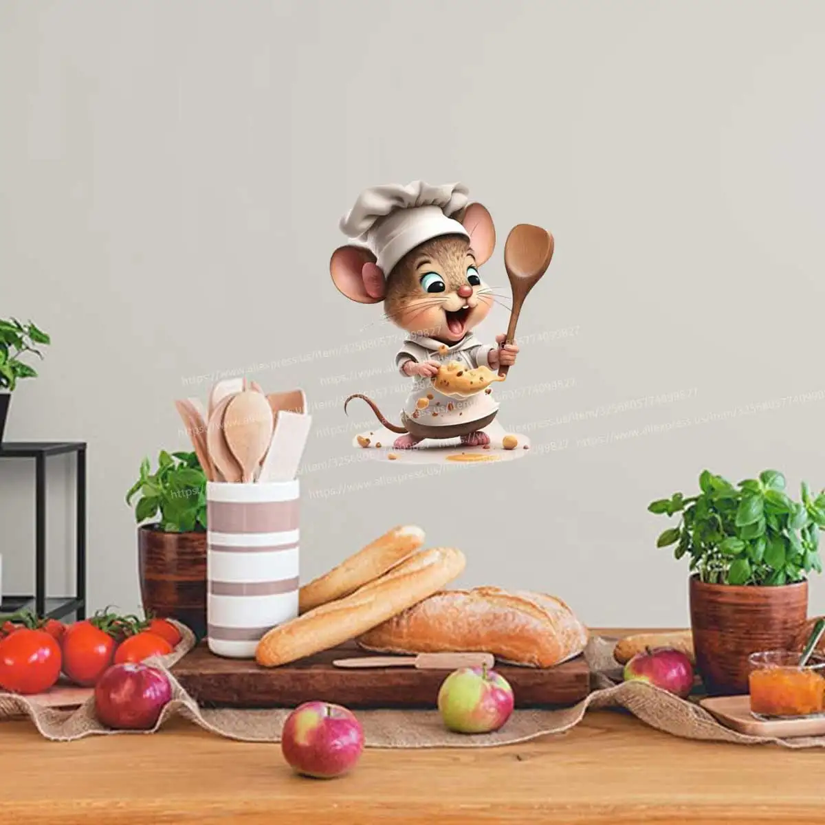 Kreative Cartoon Nette Chef Maus Selbstklebende Wand Aufkleber Schlafzimmer Wohnzimmer Ecke Treppe Hause Dekoration Aufkleber M765 – Detail 4