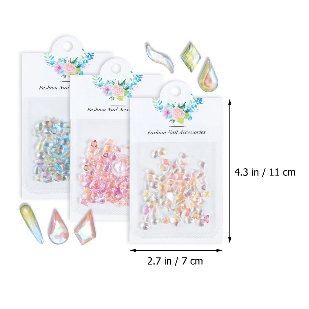 3 szt. 3 woreczki dżetów do paznokci, płaskie ozdoby do paznokci, dekoracje do zdobienia paznokci, materiały do rękodzieła DIY, biżuteria, etui na telefon, album do scrapbookingu