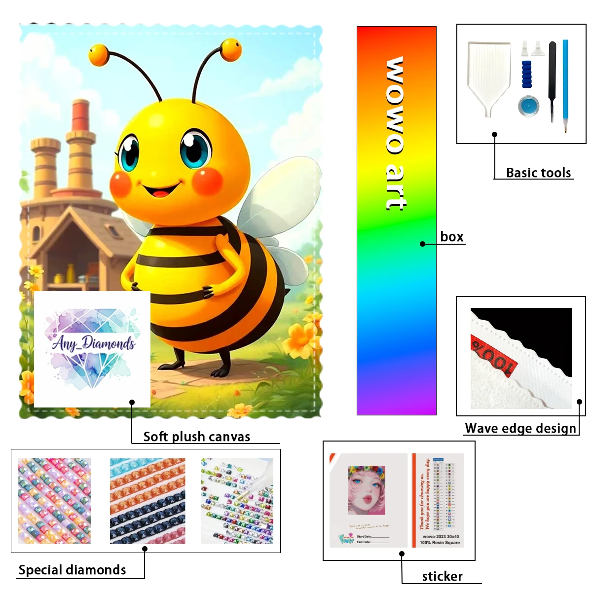 

【ANY_ Diamond Art】 little bee AB Rhinestone FD Rhinestone Perfect Resin Diamond