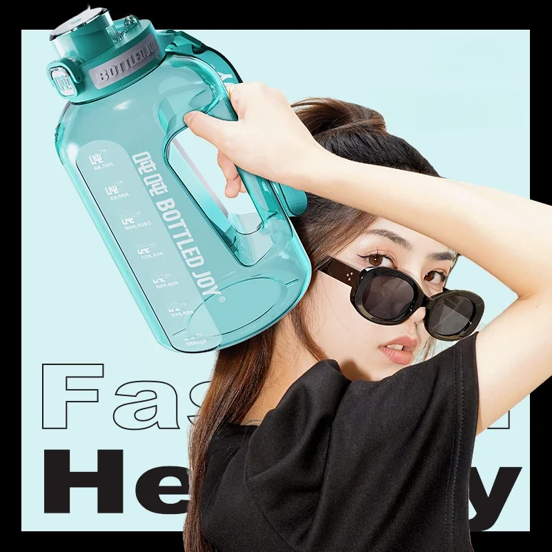 Ton of Bottled Joy New Type Double Drinking Port Large Capacity Sports Water Bottle Bounce Cover Direct Drinking+straw Cup