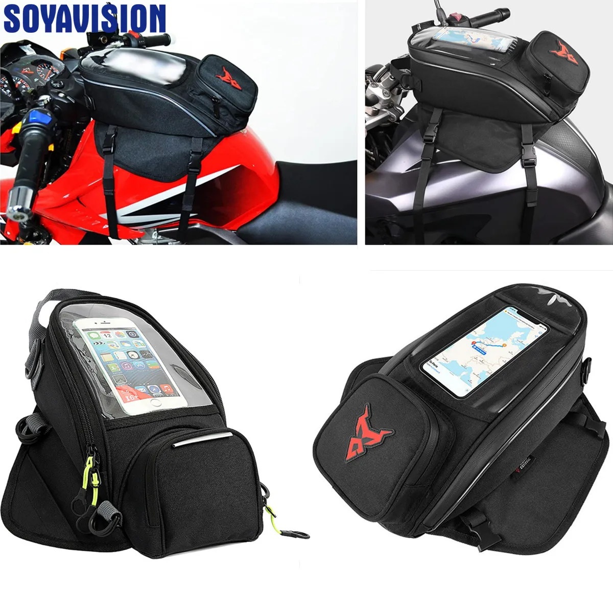 

Magnetic Motorcycle Fuel Tank Bag Touch Screen Mobile Phone Navigation Motorbike Fuel Bag Multifunctional Tool Bag Waterproof