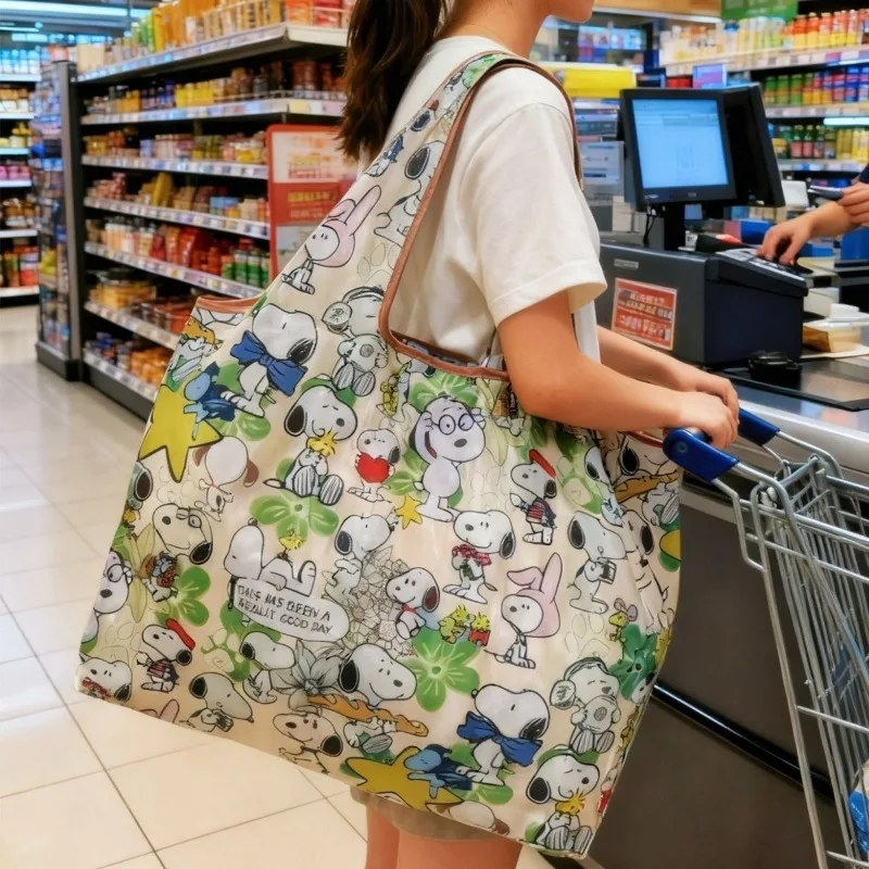 YOUMAI Snoopy Eco Friendly Shopping Bag Foldable Portable Handheld Storage Bag Large Capacity Multi Functional Storage Bag