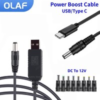 Olaf USB/Type C Power Boost Cable WiFi to Powerbank Cable Connector DC 5V to 12V Cable Boost Converter for Wifi Router Modem Fan