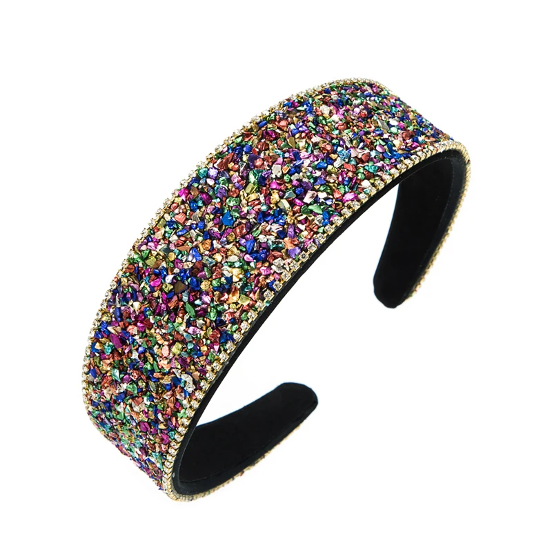 Korean Version Wide Edge Colored Stone Rhinestone Hair Hoop Women\'s Hair Band