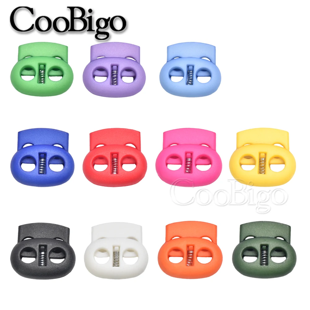 20pcs Plastic Stopper Cord Lock Bean Toggle Clip Apparel Shoelace Sportswear Rope Lanyard Accessories Mixed Colorful 5mm Hole