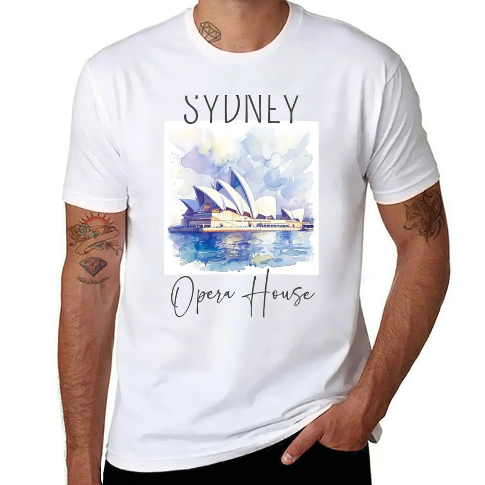

Watercolor Design of Sydney - Australia T-Shirt man t shirts for men anime tshirt graphic t shirts for man T-Shirt