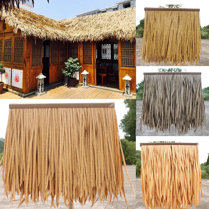 Artificial Thatch Roof Decoration Waterproof Retardant PVC Simulation Thatch Artificial Straw Fake Grass Home Garden Decor