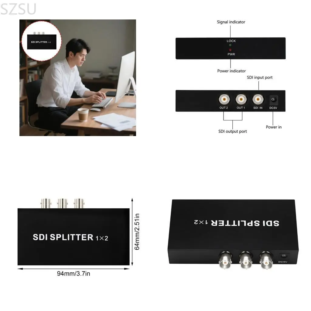 SZSU Fast Speed SDHD3G Duplicators Split 1 Input To 2 Outputs Compatibles SMPTE Standards 424M 292M
