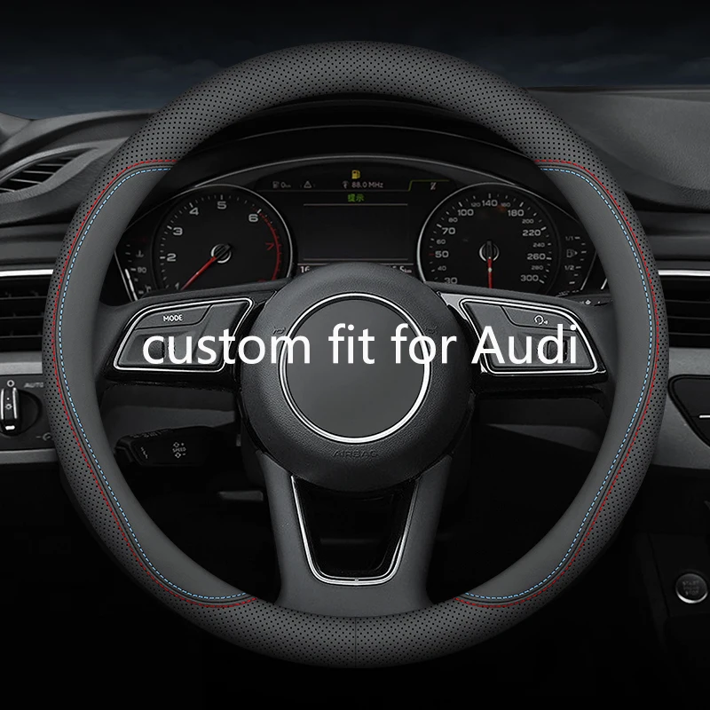 

For Audi Car Steering Wheel Cover Four Seasons Universal Protective Cover Leather Non-slip Breathable Car Interior Handle Cover
