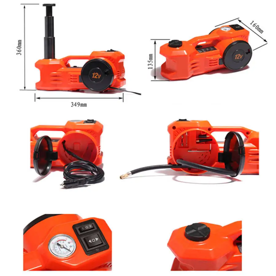 HF045 nuevo 3 en 1 gato eléctrico de coche DC12V 5T nuevos conectores de coche llave de compresor herramientas de vehículo Kit de herramientas de emergencia Kit de gato de coche