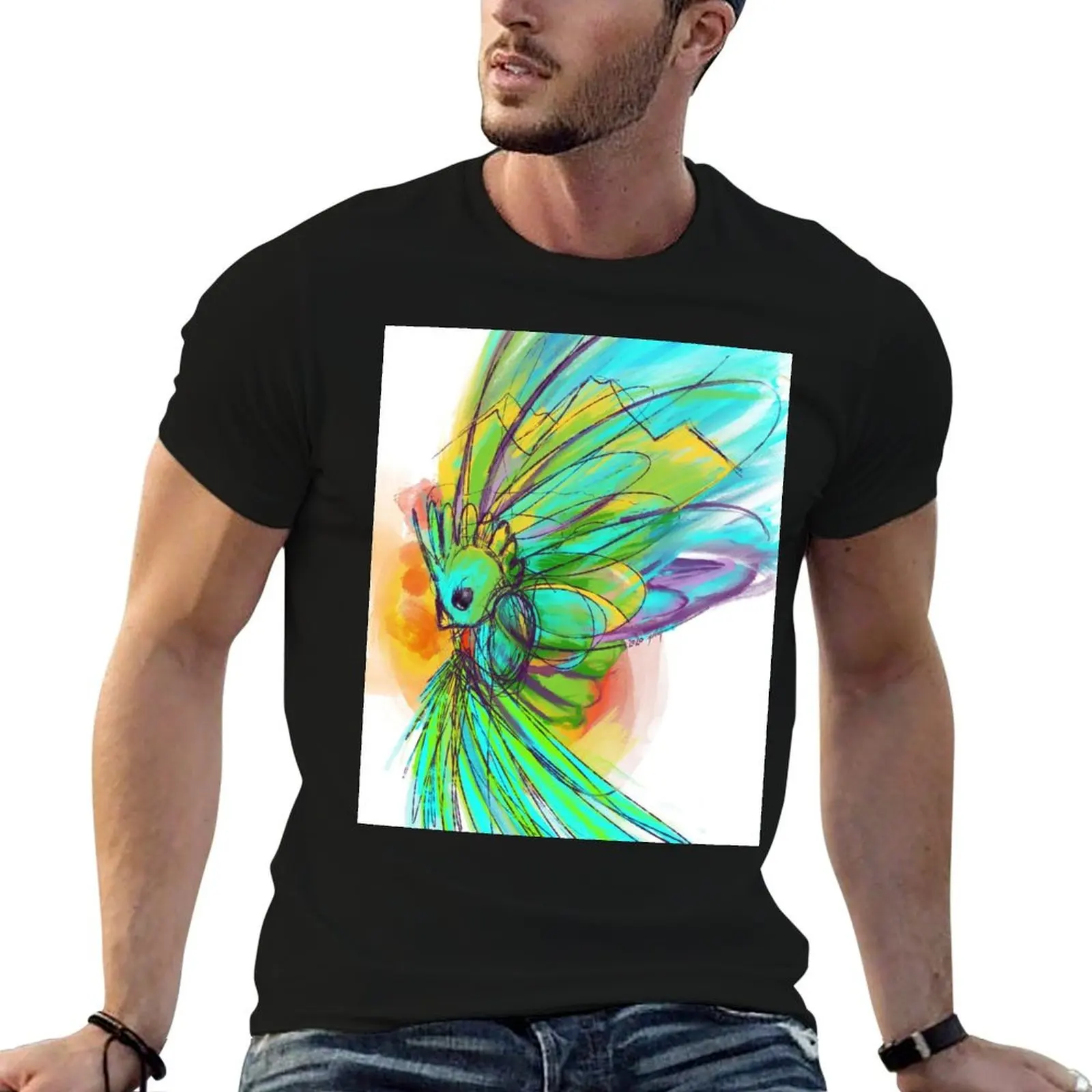 

funny man and t dark T-Shirt Ink Quetzal t shirts Watercolor humor graphic shirt