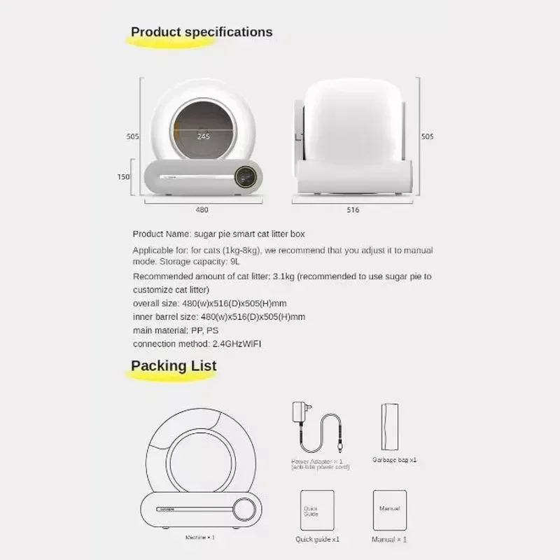 Hot sales Automatic Cat Litter Box Smart App Control Self Cleaning Litter Boxes Cat Sandbox Electronic Pet Toilet Cat Supplies