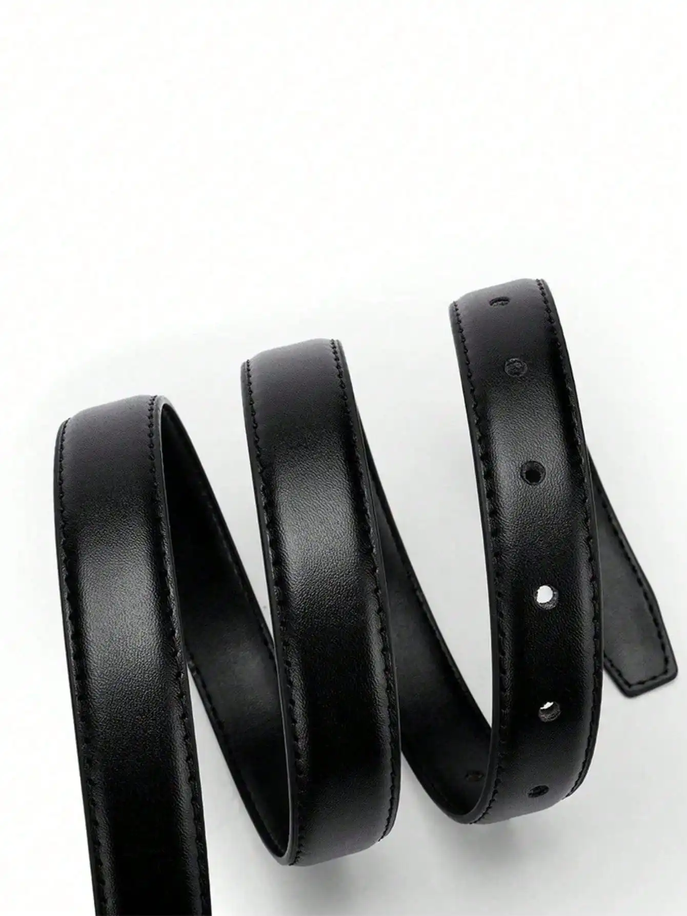 Women Thin Leather Belt, Fashion Gold Buckle Waist Belt, Simple Adjustable Ladies Dress Jeans Belts, Daily Casual Apparel Access