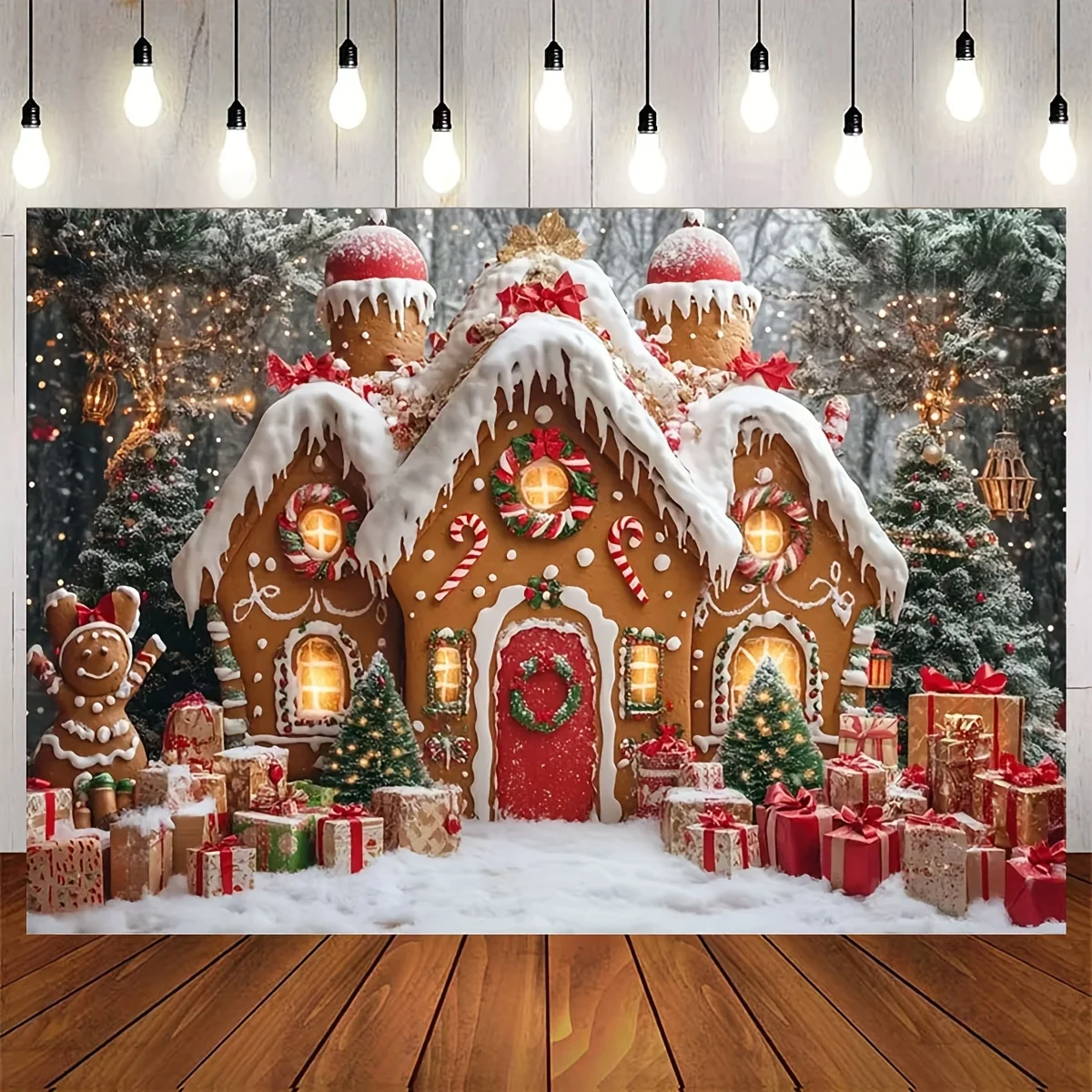 Christmas Gingerbread House Polyester Tapestry Multi Size Wall Art Home Decor Winter Holiday Gift Xmas Tree Presents