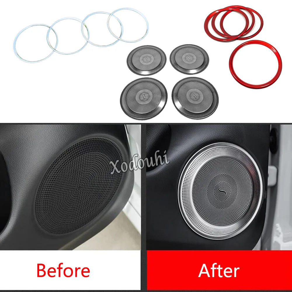 For Honda Fit Jazz 2020 2021 2022 2023 2024 Car Door Cover Sticker ABS/Steel Audio Speak Sound Cover Ring Circle Lamp Trim Parts