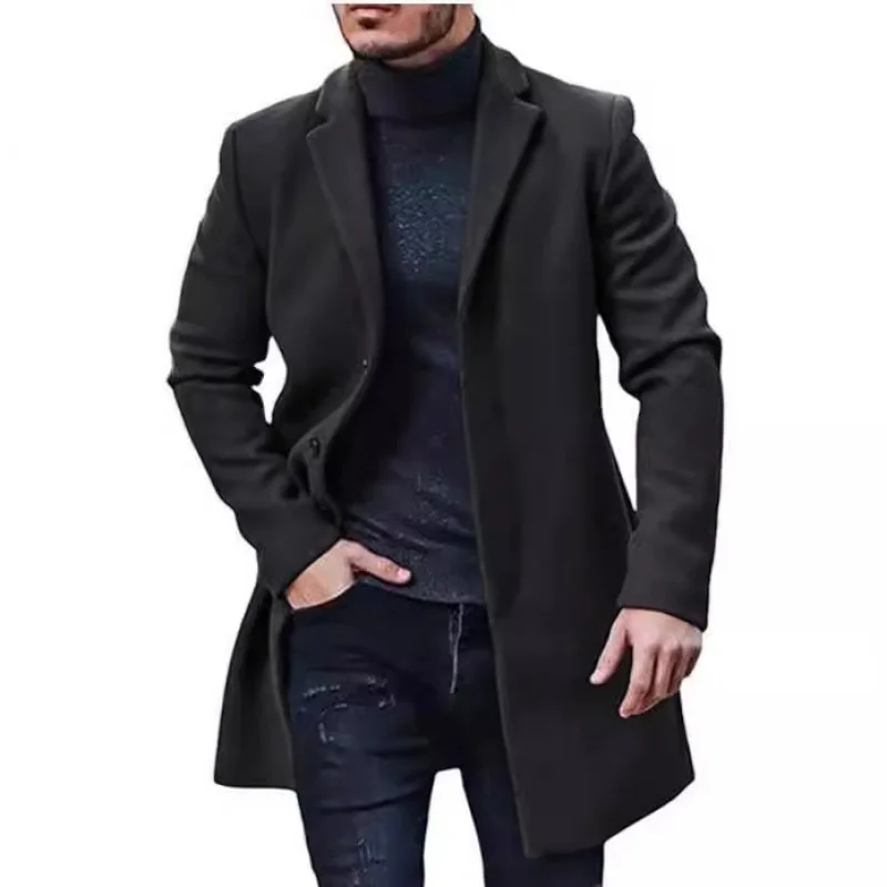 Manteau en laine mi-long pour homme, manteau semi-long, multi-documents, multi-taille, station indépendante, version améliorée, en stock, Ath