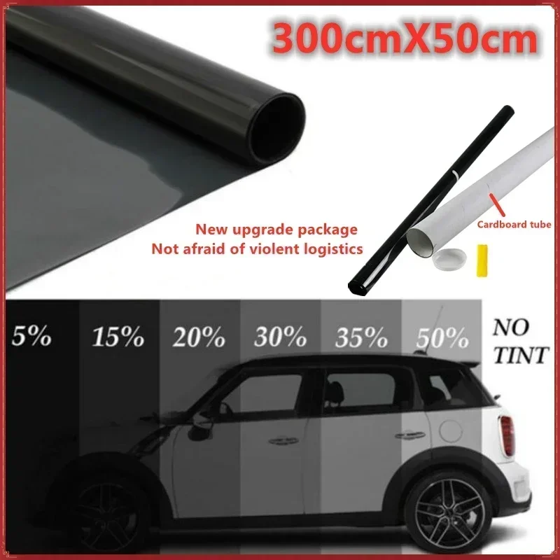 

300cmx50cm 5%-50% Black Car Window Foils Film Auto Home Window Glass Summer Solar UV Protector Sticker Films Autos