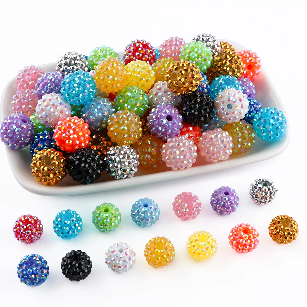 16 Colors Resin Bayberry Ball Rhinestone Beads 14/16mm Colorful Spacer Bead For Jewelry Making DIY Beaded Pen Accessories
