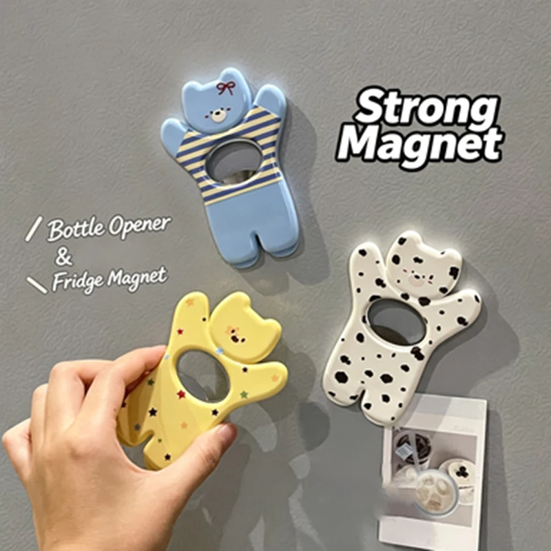 Cute Bear Magnetic Fridge Magnet Bottle Opener, Soda Can Tab Lifter Kitchen Gift