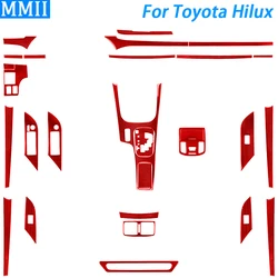 Red Carbon Fiber Gear Shift Air Outlet Dashboard Window Lift Panel Car Interior Accessories Sticker For Toyota Hilux 2015-2021