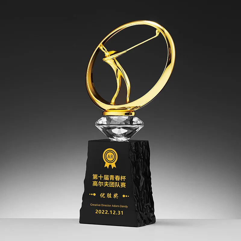 Creative Customized Sports Crystal Trophy, One Shot Hole, Competition Award, Home Decoration, Golf Trophy, Total Net, 1Pc