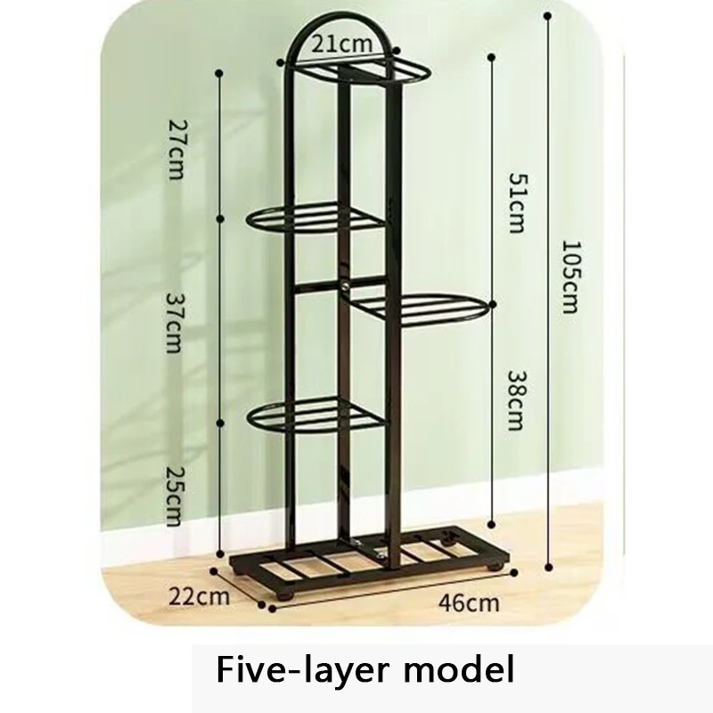 Flower Rack Indoor Home Living Room Flower Pot Rack Floor-Standing Storage Rack Foldable Multi-Layer Space-Saving Pothos Rack