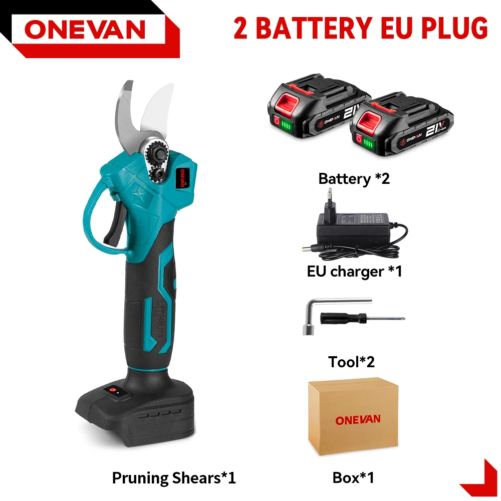 ONEVAN 30MM Borstelloze Elektrische Snoeischaar Fruitboom Bonsai Draadloze Elektrische Schaar Tuingereedschap Voor Makita 18V Accu